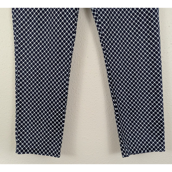 Khakis by Gap sz 8 Slim City Pants white & blue print stretchy 0266 - Picture 3 of 7